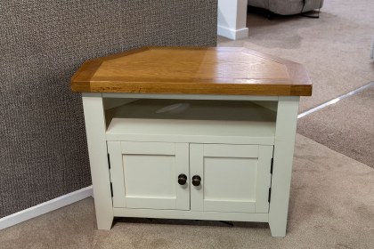 Ex-Display Liskeard - Wexford Painted Oak White Corner TV Unit Ex-Display Liskeard - Wexford Painted Oak White Corner TV Unit