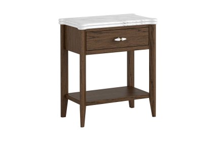 Florence Walnut Stained Oak Side Table with Marble Top Florence Walnut Stained Oak Side Table with Marble Top