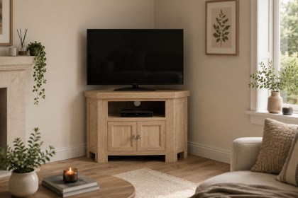 Normandy White Wash Corner TV Unit Normandy White Wash Corner TV Unit