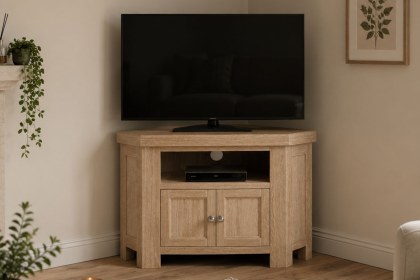 Normandy White Wash Corner TV Unit Normandy White Wash Corner TV Unit