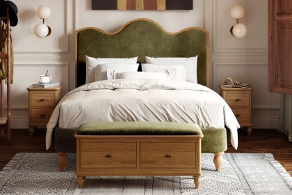 Verona Oak Olive Green Upholstered Bed Frame Verona Oak Olive Green Upholstered Bed Frame