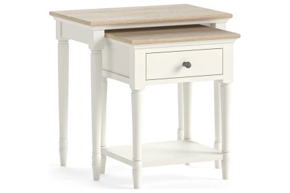Provence Painted Off-White Oak Nest Of Tables Provence Painted Off-White Oak Nest Of Tables