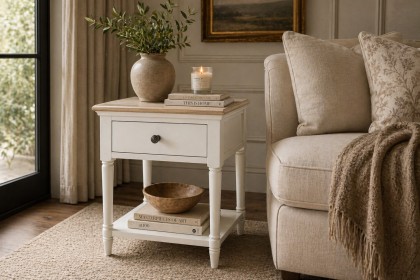 Provence Painted Off-White Oak Nest Of Tables Provence Painted Off-White Oak Nest Of Tables
