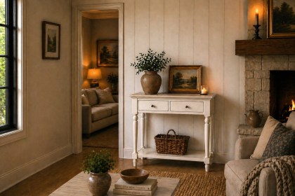 Provence Painted Off-White Oak Console Table Provence Painted Off-White Oak Console Table