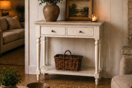 Provence Painted Off-White Oak Console Table Provence Painted Off-White Oak Console Table