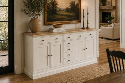 Provence Painted Off-White Oak 200cm Extra Large Sideboard Provence Painted Off-White Oak 200cm Extra Large Sideboard