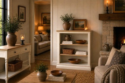 Provence Painted Off-White Oak Low Bookcase Provence Painted Off-White Oak Low Bookcase