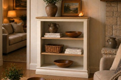Provence Painted Off-White Oak Low Bookcase Provence Painted Off-White Oak Low Bookcase