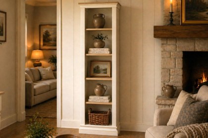 Provence Painted Off-White Oak Slim Bookcase Provence Painted Off-White Oak Slim Bookcase