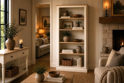 Provence Painted Off-White Oak Large Bookcase Provence Painted Off-White Oak Large Bookcase