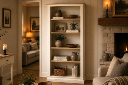 Provence Painted Off-White Oak Large Bookcase Provence Painted Off-White Oak Large Bookcase