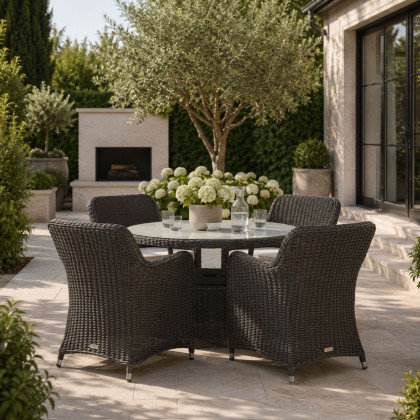 Gallery Direct Ascot Outdoor Round Dining Set & 4 Chairs Gallery Direct Ascot Outdoor Round Dining Set & 4 Chairs