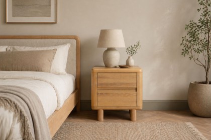 Flynn Natural Oak 2 Drawer Bedside Table Flynn Natural Oak 2 Drawer Bedside Table