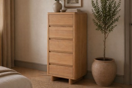 Flynn Natural Oak 5 Drawer Tall Chest ff Drawers Flynn Natural Oak 5 Drawer Tall Chest ff Drawers