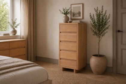 Flynn Natural Oak 5 Drawer Tall Chest ff Drawers Flynn Natural Oak 5 Drawer Tall Chest ff Drawers