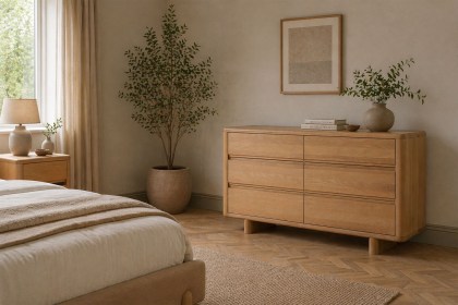 Flynn Natural Oak 6 Drawer Chest of Drawers Flynn Natural Oak 6 Drawer Chest of Drawers
