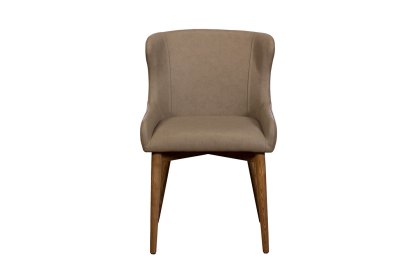 Logan Taupe PU Leather Curved Back Dining Chair with Ash Legs (Pair) Logan Taupe PU Leather Curved Back Dining Chair with Ash Legs (Pair)