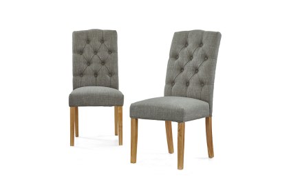 Chelsea Fabric Buttoned Back Dining Chair in Grey (Pair) Chelsea Fabric Buttoned Back Dining Chair in Grey (Pair)