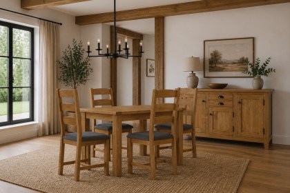 Burford Country Oak Compact Ext 120-165cm Dining Table Set & 4 Chairs Burford Country Oak Compact Ext 120-165cm Dining Table Set & 4 Chairs