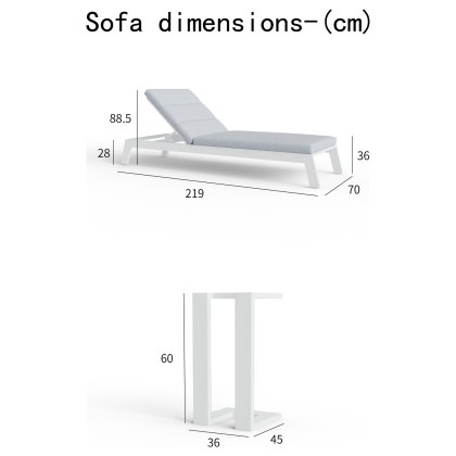 Dasia Luxury Outdoor Sun Lounger in White Aluminium & Pebble Grey Cushion Dasia Luxury Outdoor Sun Lounger in White Aluminium & Pebble Grey Cushion