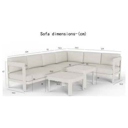 Sofia 6 Seater Luxury Corner Sofa Set in Taupe Aluminium & Slat Tables Sofia 6 Seater Luxury Corner Sofa Set in Taupe Aluminium & Slat Tables