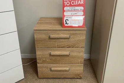 Ex-Display St Austell - Aldono Wide 3 Drawer Bedside Table Ex-Display St Austell - Aldono Wide 3 Drawer Bedside Table
