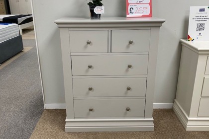Ex-Display St Austell - Burgundy Painted 2 Over 3 Chest of Drawers Ex-Display St Austell - Burgundy Painted 2 Over 3 Chest of Drawers
