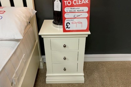 Ex-Display St Austell - Burgundy Painted 3 Drawer Bedside Table Ex-Display St Austell - Burgundy Painted 3 Drawer Bedside Table