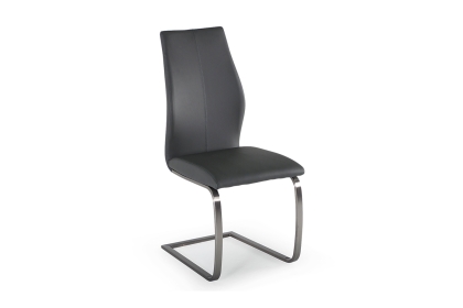 India Grey Dining Chair with Brushed Steel Legs India Grey Dining Chair with Brushed Steel Legs