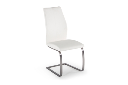 India White Dining Chair with Brushed Steel Legs India White Dining Chair with Brushed Steel Legs