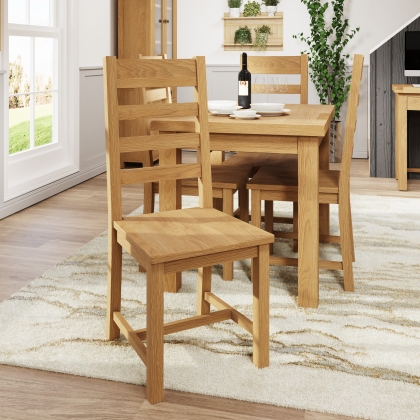 Light Rustic Oak Ladder Back Dining Chair Wooden Seat