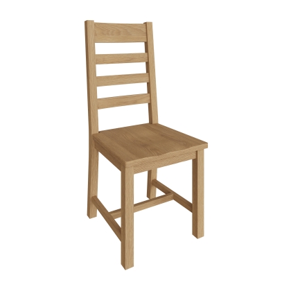 Light Rustic Oak Ladder Back Dining Chair Wooden Seat