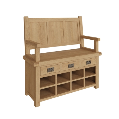 Light Rustic Oak Monks Bench