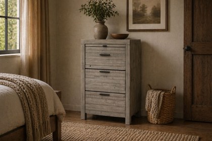 Tuscan Springs Reclaimed Wood 3 Drawer Bedside Table Tuscan Springs Reclaimed Wood 3 Drawer Bedside Table
