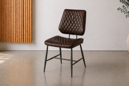 Dalton Quilted Dark Brown Dining Chair (Pair) Dalton Quilted Dark Brown Dining Chair (Pair)