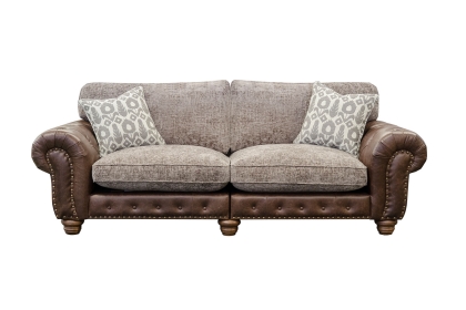 Leather and fabric combination shop sofa