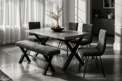 Forge Stone Effect 190 Dining Set Table, Bench and 4 Chairs Forge Stone Effect 190 Dining Set Table, Bench and 4 Chairs