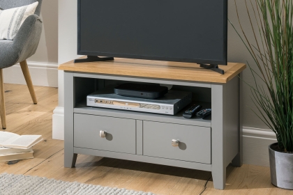 Chester Oak Painted Grey - Small TV Unit 80cm Wide| Moles Breath Grey Chester Oak Painted Grey - Small TV Unit 80cm Wide| Moles Breath Grey