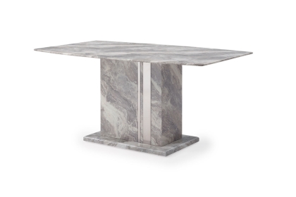 Amara Marble Dining Table Set & 4 Grey Velvet Dining Chairs Amara Marble Dining Table Set & 4 Grey Velvet Dining Chairs