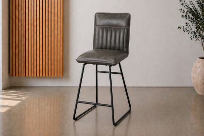 Cooper Grey Leather Bar Chair (Pair) Cooper Grey Leather Bar Chair (Pair)