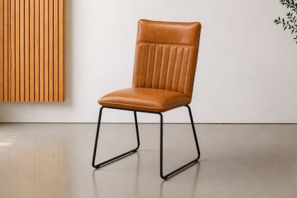 Cooper Leather Dining Chair in Tan (Pair) Cooper Leather Dining Chair in Tan (Pair)