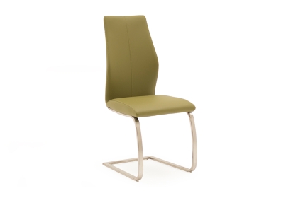India Olive Dining Chair with Brushed Steel Legs India Olive Dining Chair with Brushed Steel Legs