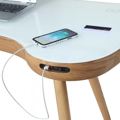 San Francisco Smart Desk - Oak/White Glass Top San Francisco Smart Desk - Oak/White Glass Top
