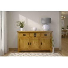 Cotswold Rustic Oak Large 3 Door Sideboard - 137cm Wide Cotswold Rustic Oak Large 3 Door Sideboard - 137cm Wide