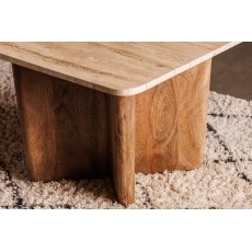 Eden Mango Wood Coffee Table with Travertine Tops Eden Mango Wood Coffee Table with Travertine Tops