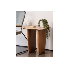 Eden Mango Wood Lamp Table with Travertine Tops Eden Mango Wood Lamp Table with Travertine Tops