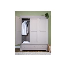 Providence Painted Grey Triple Wardrobe with Storage Drawers Providence Painted Grey Triple Wardrobe with Storage Drawers