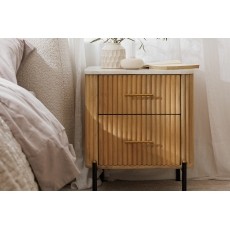 Reed Mango Wood & Marble 2 Drawer Bedside Table Reed Mango Wood & Marble 2 Drawer Bedside Table