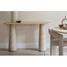 Ida Travertine Stone Console Table with Cylindrical Legs Ida Travertine Stone Console Table with Cylindrical Legs