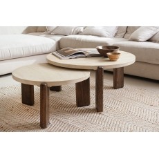 Ida Small Nesting Coffee Table with Travertine Stone Top Ida Small Nesting Coffee Table with Travertine Stone Top